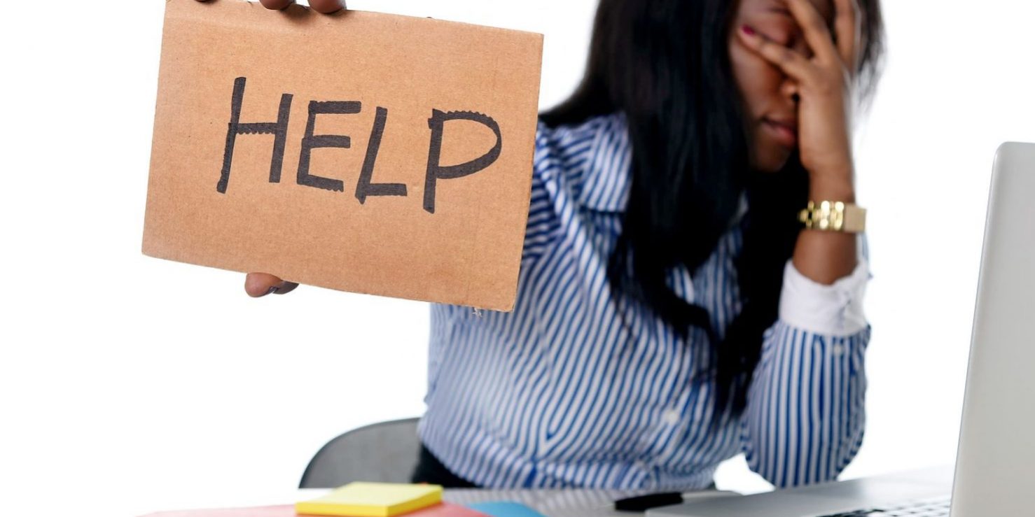 Black African American Ethnicity Frustrated Woman Working In Str